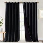 NICETOWN Extra Long Truly Blackout Drapes for Hall and Villa, 100% Blackout Window Curtain Panels with Black Lined for Night Shift Worker, 70-inch Width Each Panel, 108-inch Length, Black, 2 Pieces