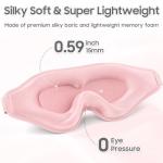 MOEASEii Sleep Mask - Total Blackout 3D Sleeping Mask, Super Lightweight & Silky Soft Eye Mask for Sleeping, Fully Adjustable Fit for Home, Office, Traveling, Meditation, Yoga, Pink