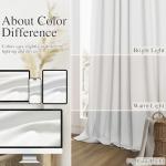 Guken White 100% Blackout Linen Curtains 84 Inch Length 2 Panels Set for Living Room Bedroom Back Tab Thermal Insulated 100% Black Out Drapes Room Darkening Farmhouse Style for Bedroom Curtains 52x84