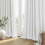 Guken White 100% Blackout Linen Curtains 84 Inch Length 2 Panels Set for Living Room Bedroom Back Tab Thermal Insulated 100% Black Out Drapes Room Darkening Farmhouse Style for Bedroom Curtains 52x84