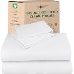 California Design Den Queen Sheet Set - Soft 100% Organic Cotton Sheets with Deep Pockets, Crisp Percale, Breathable and Durable Bedding Set - White