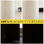 NICETOWN 100% Absolutely Blackout Linen Curtains with Thermal Insulated White Liner, 52" Wide, 2 Panels, 84 inches Long Drapes, Grommet Retro Beige Linen Curtains Vertical Drapes Privacy for Bedroom
