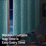 BGment Room Darkening Curtains 84 Inches Long, Grommet Thermal Insulated Blackout Curtains with Wave Line and Dots Printed for Bedroom, 2 Panels, Each 52 x 84 Inch, Aqua