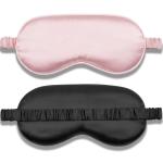 Amrules Silk Sleep Mask Set of 2, Adjustable Silk Eye Mask for Sleeping, Soft Sleeping Eye Shade Cover for Women, Good for Blocking Light, Reducing Puffiness, Enhancing Sleep Quality (Pink & Black)