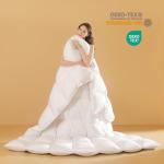 DOWNSTORIA Feather Down Fiber Comforter Oversized King Size, Ultra Soft Fabric Duvet Insert, Luxurious Hotel Collection White Bedding Comforters, All Season Medium Warmth 120 x 98 Inch.