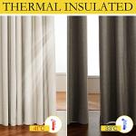 NICETOWN 100% Absolutely Blackout Linen Curtains with Thermal Insulated White Liner, 52" Wide, 2 Panels, 84 inches Long Drapes, Grommet Retro Beige Linen Curtains Vertical Drapes Privacy for Bedroom