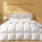 DOWNSTORIA Feather Down Fiber Comforter Oversized King Size, Ultra Soft Fabric Duvet Insert, Luxurious Hotel Collection White Bedding Comforters, All Season Medium Warmth 120 x 98 Inch.