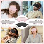 Amrules Silk Sleep Mask Set of 2, Adjustable Silk Eye Mask for Sleeping, Soft Sleeping Eye Shade Cover for Women, Good for Blocking Light, Reducing Puffiness, Enhancing Sleep Quality (Pink & Black)