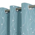 BGment Room Darkening Curtains 84 Inches Long, Grommet Thermal Insulated Blackout Curtains with Wave Line and Dots Printed for Bedroom, 2 Panels, Each 52 x 84 Inch, Aqua