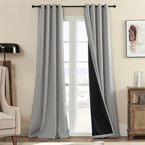 Rutterllow Total Blackout 330 GSM Curtains, Full Shade 84 Inches Long Complete Drapes for Living Room,Thermal Insulated Bedroom Window Treatment Drapes (2Panels,Light Gray,52x84inch)
