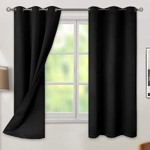 BGment Black Blackout Curtains for Bedroom - Black Out Curtains 63 Inch Long Thermal Insulated Grommet Total Room Darkening Window Drapes for Living Room, 2 Panels, 42 x 63 Inch