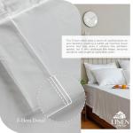 Linen Home 100% Cotton Percale Sheets Queen Size, White, Deep Pocket, 4 Pieces Set - 1 Flat, 1 Deep Pocket Fitted Sheet and 2 Pillowcases, Crisp Cool and Strong Bed Linen