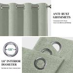 HOMEIDEAS 100% Sage Green Linen Blackout Curtains for Bedroom, 52 x 96 Inch Length 2 Panels Faux Linen Thermal Insulated Black Out Grommet Window Drapes for Living Room