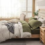 PURE ERA Jersey Knit 4pc Bed Sheet Set 100% T-Shirt Heather Cotton Super Soft Comfy Breathable Fits Mattress Up to 20" Extra Deep Pocket(Olive Green, Queen)