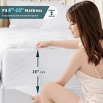 LBRO2M 100% Cotton 1200 Thread Count King Size Sheets Set Deep Pocket Up to16 inches, Bed Sheet 4 Piece (White, King)
