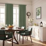 100% Blackout Olive Green Linen Curtains 84 Inch Length for Bedroom Black Out Light Blocking Green Thermal Insulated Room Darkening Soundproof Drapes for Living Room Nursery 2 Panels Set 52x84 7ft