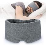 FRESHME Cotton Sleep Eye Mask for Women Men - 100% Blocking Light Travel Blindfold, Soft Zero Pressure Grey Eyes Cover with Adjustable Velcro Strap for Side Sleeper Night Sleeping, Work Nap and Yoga