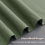 100% Blackout Olive Green Linen Curtains 84 Inch Length for Bedroom Black Out Light Blocking Green Thermal Insulated Room Darkening Soundproof Drapes for Living Room Nursery 2 Panels Set 52x84 7ft