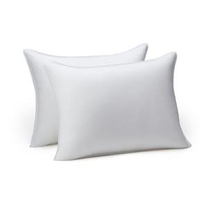 Amazon Basics Down Alternative Pillows for Stomach and Back Sleepers, Soft Density, Standard Size 26" x 20", White, 2-Pack