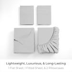 Mellanni Queen Sheets Set - 4 PC Iconic Collection Bedding - Hotel Luxury, Extra Soft, Cooling Bed Sheets - Wrinkle, Fade, Stain Resistant (Queen, Light Gray)