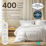 California Design Den Full Size Bed Sheets Set - Soft 400 Thread Count Sateen, Natural 100% Cotton Sheets Full Size Bed Set, Deep Pockets for a Snug Fit, Durable Bedding - White