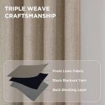 CUCRAF 100% Blackout Window Curtains 84 inches Long 2 Panels Set, Faux Linen Look Thermal Insulated Grommet Drapes, Room Darkening Curtain for Bedroom Living Room(W52 x L84 Inch, Light Khaki)