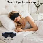 Fygrip 3D Eye Mask Sleep Mask for Men & Women, 100% Pressure-Free & Light Block-Out Eye Mask for Sleep with Easy Adjustable Strap, Night Eye Cover for Travel, Black