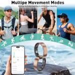 Free Shark Smart Ring with Sleep Monitoring, Step Counting, Heart Rate, Blood Oxygen for iOS and Android, No Subscription Fee, IP68 Waterproof Health Tracker (Rose Gold, 8)