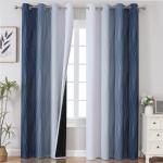 Estelar Textiler Blackout Curtains 90 Inches Long 2 Panels, Navy Blue and Greyish White Thermal Insulated Energy Saving Ombre Drapes for Bedroom,Light Blocking Grommet Curtains for Living Room,52Wx90L