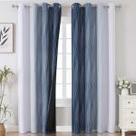 Estelar Textiler Blackout Curtains 90 Inches Long 2 Panels, Navy Blue and Greyish White Thermal Insulated Energy Saving Ombre Drapes for Bedroom,Light Blocking Grommet Curtains for Living Room,52Wx90L