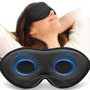 MABAO Weighted Sleep Mask - 100% Blackout Eye Mask for Sleeping for Women Men, 3D Contoured for Lash Extension, Zero Eye Pressure Memory Foam Cover, Soft Gentle Pressure Blindfold for Travel - Black