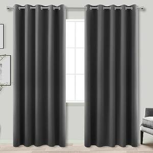KOUFALL Extra Wide Thermal Soundproof Curtains, 72 x 84 Inch Long Black Out Noise Reducing Blackout Curtains for Bedroom Living Room, 2 Panel Set, Grey