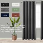 KOUFALL Extra Wide Thermal Soundproof Curtains, 72 x 84 Inch Long Black Out Noise Reducing Blackout Curtains for Bedroom Living Room, 2 Panel Set, Grey