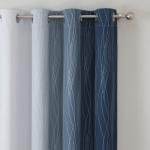 Estelar Textiler Blackout Curtains 90 Inches Long 2 Panels, Navy Blue and Greyish White Thermal Insulated Energy Saving Ombre Drapes for Bedroom,Light Blocking Grommet Curtains for Living Room,52Wx90L