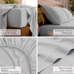Mellanni Queen Sheets Set - 4 PC Iconic Collection Bedding - Hotel Luxury, Extra Soft, Cooling Bed Sheets - Wrinkle, Fade, Stain Resistant (Queen, Light Gray)