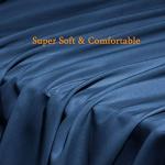 SONORO KATE Bed Sheet Set Super Soft Microfiber 1800 Thread Count Luxury Egyptian Sheets Fit 18-24 Inch Deep Pocket Mattress Wrinkle-6 Piece (Navy Blue, Queen)