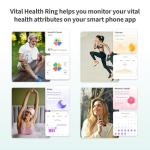 FREEZE2TRIM Vital Health Smart Ring for Women Rings for Men with Fitness, Sleep Monitor, Heart Rate, Activity Tracking, App (Size 6), Black