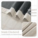 Beauoop Beige Plaid Jacquard Blackout Curtains 96 Inches Long 2 Panels for Bedroom Living Room Gingham Checkered Room Darkening Thermal Insulated Soundproof Grommet Window Drapes, 52x96 2 Set