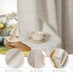 Beauoop Beige Plaid Jacquard Blackout Curtains 96 Inches Long 2 Panels for Bedroom Living Room Gingham Checkered Room Darkening Thermal Insulated Soundproof Grommet Window Drapes, 52x96 2 Set
