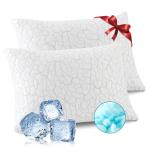 WGAKCED Cooling Pillows for Sleeping 2 Pack, Adjustable Shredded Memory Foam Pillows Queen Size Set of 2, Firm Bed Pillows for Side Back Stomach Hot Sleepers, Cold Pillow with Removable Washable Cover