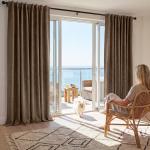 RYB HOME 100% Blackout Linen Textured Curtains 96 inches Long, Thermal Insulating Privacy Energy Saving for Bedroom Living Room Window Office Theater Dining Nursery, W 52 x L 96 in, Coffee, 2 Panels