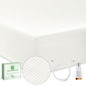 Grounding Sheets Queen 25% Silver Fiber 75% Organic Cotton with Outlet Tester and Test Pen, Grounded Fitted Sheet Kit Earth Connected Bedding(White, Queen)