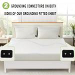 Grounding Sheets Queen 25% Silver Fiber 75% Organic Cotton with Outlet Tester and Test Pen, Grounded Fitted Sheet Kit Earth Connected Bedding(White, Queen)