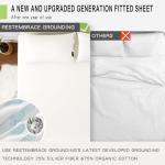 Grounding Sheets Queen 25% Silver Fiber 75% Organic Cotton with Outlet Tester and Test Pen, Grounded Fitted Sheet Kit Earth Connected Bedding(White, Queen)