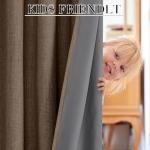 RYB HOME 100% Blackout Linen Textured Curtains 96 inches Long, Thermal Insulating Privacy Energy Saving for Bedroom Living Room Window Office Theater Dining Nursery, W 52 x L 96 in, Coffee, 2 Panels