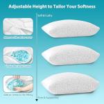 WGAKCED Cooling Pillows for Sleeping 2 Pack, Adjustable Shredded Memory Foam Pillows Queen Size Set of 2, Firm Bed Pillows for Side Back Stomach Hot Sleepers, Cold Pillow with Removable Washable Cover