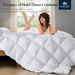 Pacific Coast Luxury White Goose Feather and Down Fiber Comforter Queen Size, All Season Fluffy Hotel Bedding Comforters，Ultra-Soft & Breathable Fabric duvet insert queen with 8 Tabs, 90x90 Inch White
