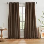KEQIAOSUOCAI Brown Linen Textured Blackout Curtains 108 Inches Long for Living Room, 100% Light Blocking Curtain Drapes Chocolate Brown 50 by 108 Inch Length 2 Panels Back Tab Rod Pocket