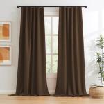 KEQIAOSUOCAI Brown Linen Textured Blackout Curtains 108 Inches Long for Living Room, 100% Light Blocking Curtain Drapes Chocolate Brown 50 by 108 Inch Length 2 Panels Back Tab Rod Pocket