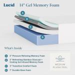 Lucid 14 Inch Memory Foam Mattress - Medium Plush Feel - Infused with Refreshing Bamboo Charcoal and Cooling Gel - Bed in a Box - Temperature Regulating, Pressure Relief - Breathable - California King
